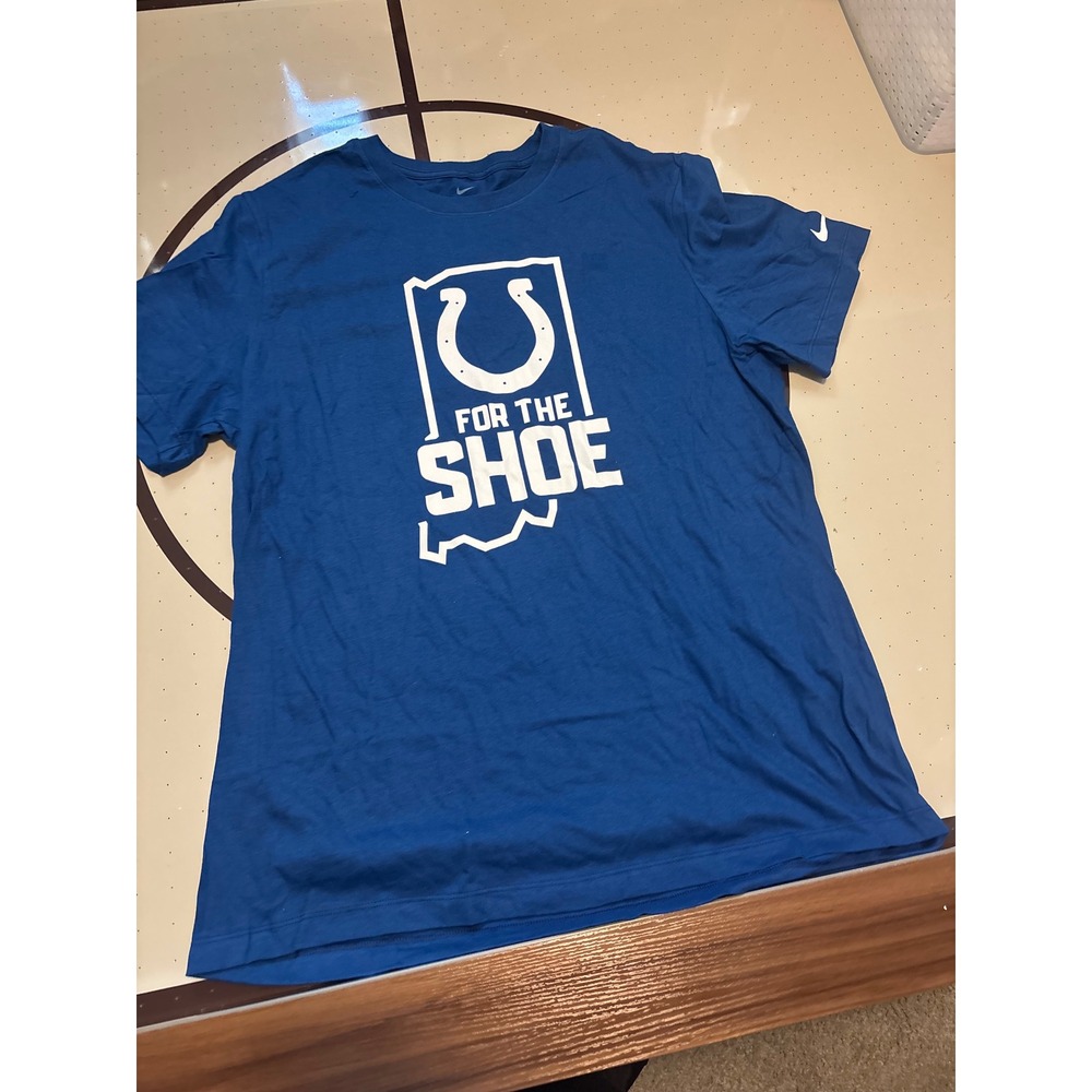 036 Nike Indianapolis Colts For The Shoe Blue Graphic T-Shirt Mens XL NFL